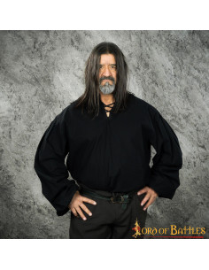 Camisa medieval algodón modelo Usna, negro