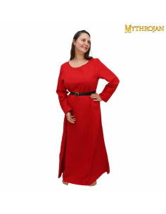 Vestido medieval largo Siglos X-XV, rojo