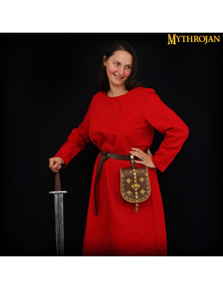 Vestido medieval largo Siglos X-XV, rojo