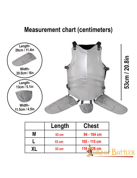 Middelalderlig stålkuras med stropper