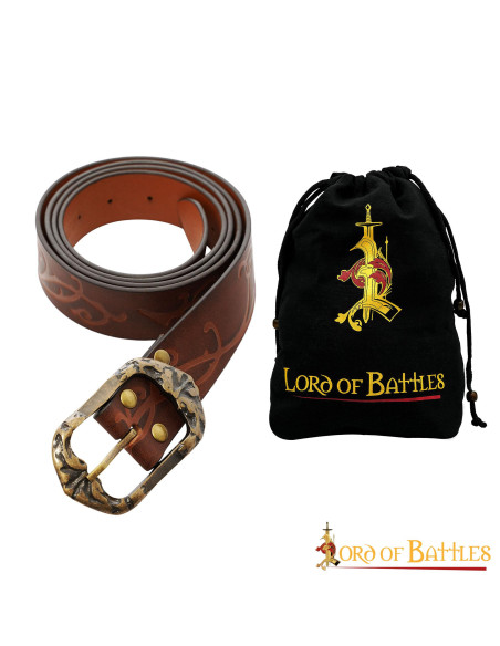 Forest Elf-riem van bruin leer met... Forest Elf-riem van bruin leer met...