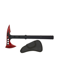 Hacha táctica marca Albainox roja - negra con funda