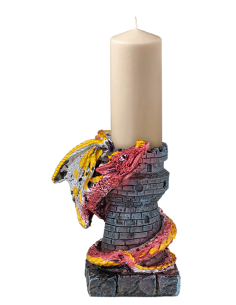 Fantasy harpiks lysestage dragetårn model (10 cm.)
