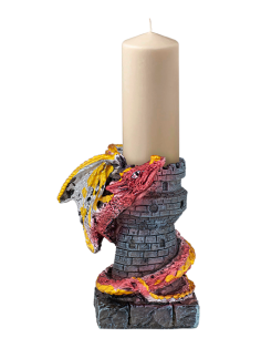 Fantasy-Harz-Kerzenständer, Drachenturmmodell (10 cm).