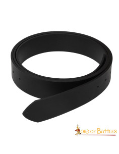 Cinturón medieval cuero liso sin hebilla, negro