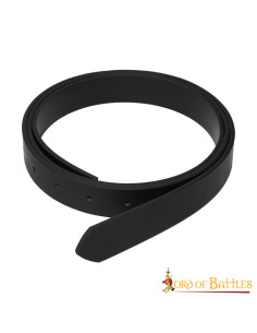 Middeleeuwse zwarte leren riem zonder gesp, (2,5 cm.)