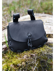 Bolsa medieval para cinturón, cuero negro (14x18 cm.) 2