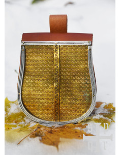 Bolsa medieval cuero marrón con frontal en latón (19,5x14... 2