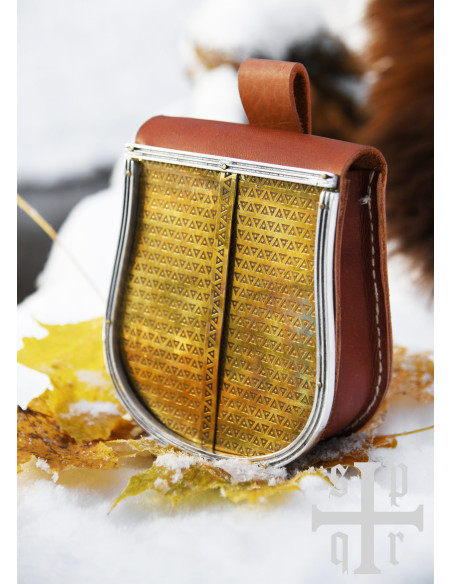 Bolsa medieval cuero marrón con...