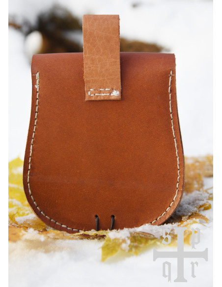 Middeleeuwse bruine leren tas met...