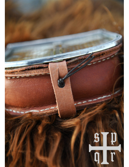 Middeleeuwse bruine leren tas met...