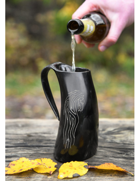 Wikinger-Bierkrug Pferde aus Horn...