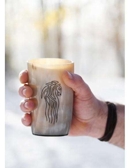 Vaso vikingo caballo en cuerno de...