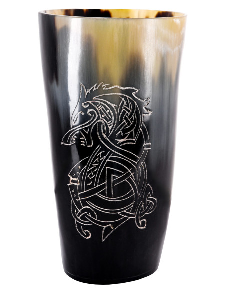 Vaso vikingo lobo Fenrir en cuerno de...