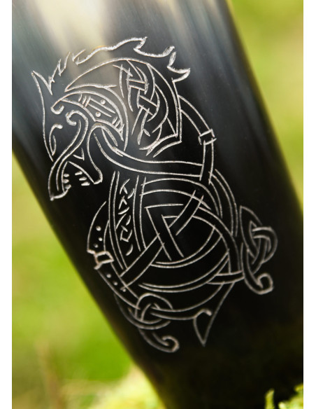 Vaso vikingo lobo Fenrir en cuerno de...