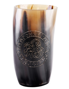 Vikingeglas Sleipnir hest i bøffelhorn (150-250 ml.)