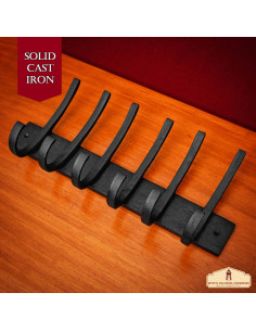 Rustikale Wandgarderobe aus Schmiedeeisen, 6 Haken (32,5... 2