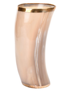 Vaso medieval cuerno con borde en latón (200-300 ml.)