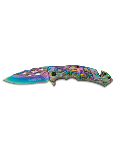 Navaja de seguridad calavera-serpiente Rainbow