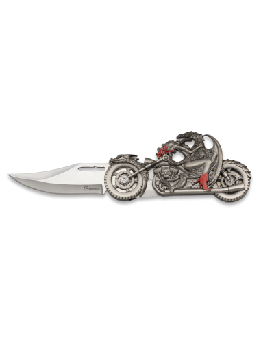 Motorradmesser mit Drache und Mädchen (20 cm.)