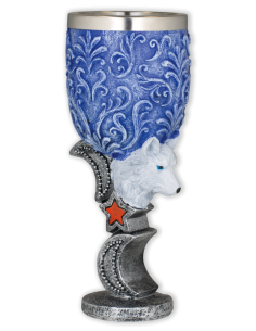 Sierbeker met figuur van de witte wolf (18 cm.)