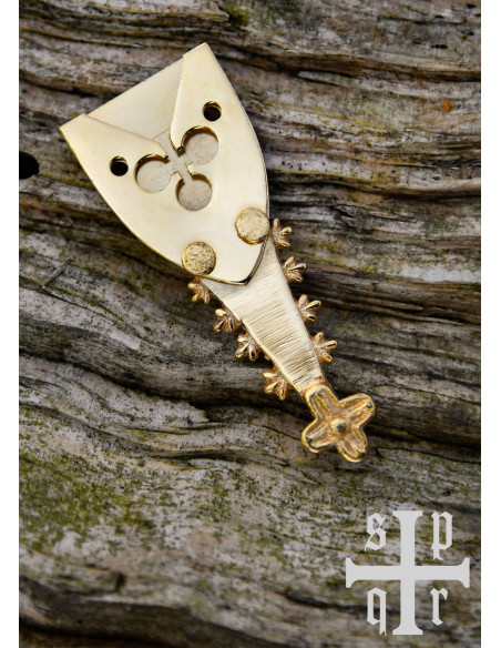 Messing klaverplaat voor middeleeuwse...