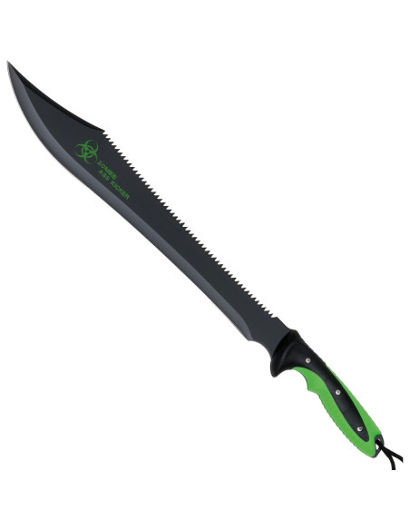 Taktisk machete stokskærer sort stål Zombie Dead