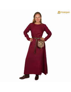 Vestido vikingo mujer lino modelo Helga, color burdeos