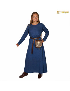 Vikingekjole af hør til kvinder Helga model, blå farve