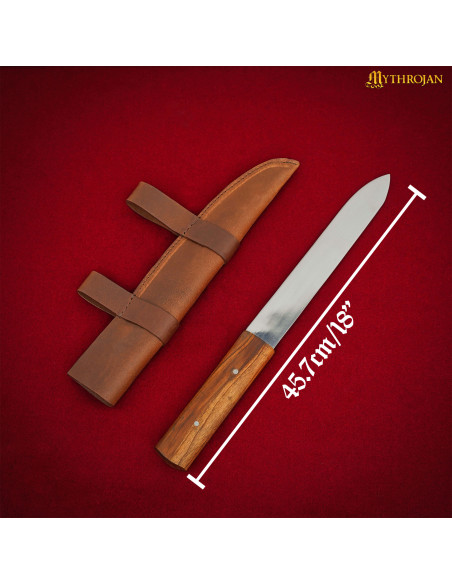 Nordic Viking seax kniv med brun...