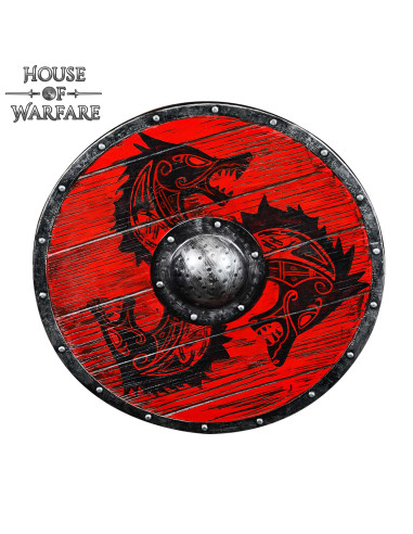 Viking rond houten schild Fenrir model