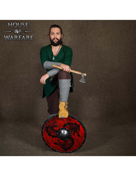 Viking rond houten schild Fenrir model