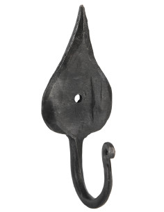 Gancho medieval de pared forjado a mano, diseño hoja