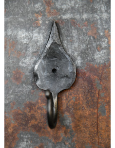 Gancho medieval de pared forjado a mano, diseño hoja 2