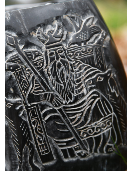 Viking medekan Odin design, houten voet