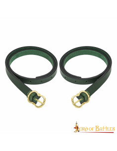 Middeleeuwse leren riem uit de Renaissance, groene kleur 2