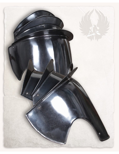 Mittelalterliche Schulterpolster aus gealtertem Stahl, Seraphim-Modell