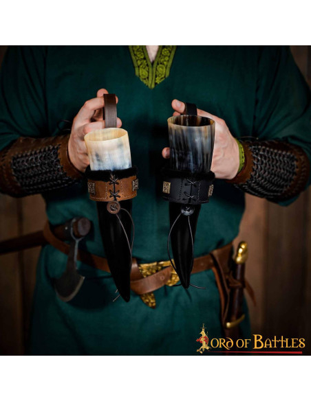 Tahalí til horn i foret læder, sort...