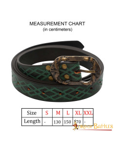 Renaissance riem van groen leer met reliëf 2