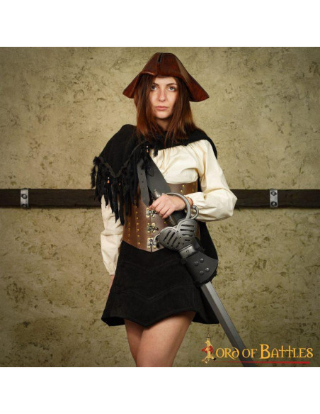 Falda Gótica De Cuero De Gamuza Con...