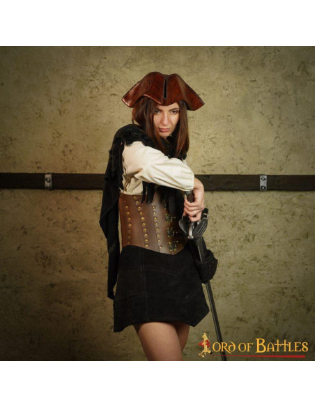 Gotische suède leren rok met touwtjes