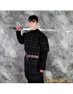 Zwarte brigandine met geklonken stalen metalen platen