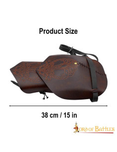 Hombreras vikingas de cuero modelo Yggdrasil Mjolnir 2