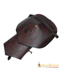 Hombreras vikingas de cuero modelo Yggdrasil Mjolnir
