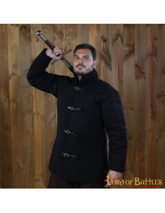Gambesón medieval acolchado tipo 1, negro