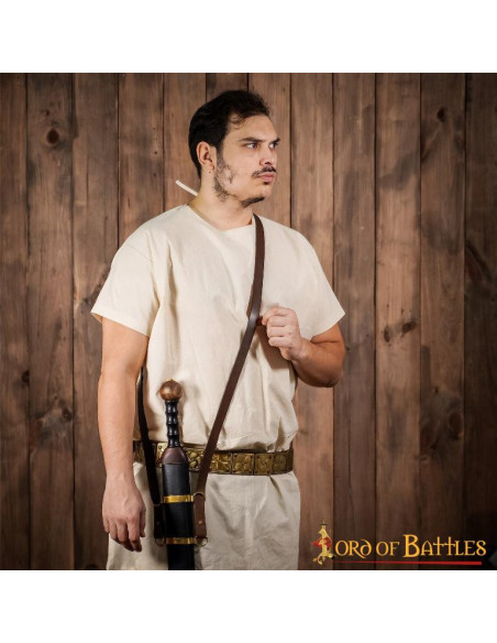 Brunt læderbælte til at hænge romersk...