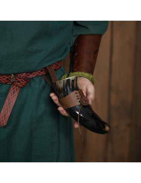 Cuerno vikingo para beber con tahalí...