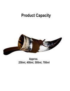 Viking drinkhoorn met lederen baldric 2