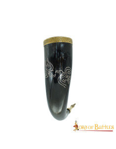 Cuerno vikingo para beber modelo Cuervos gemelos