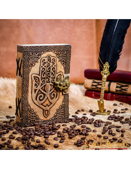 Dagbog med noter Hand of Fatima i læder